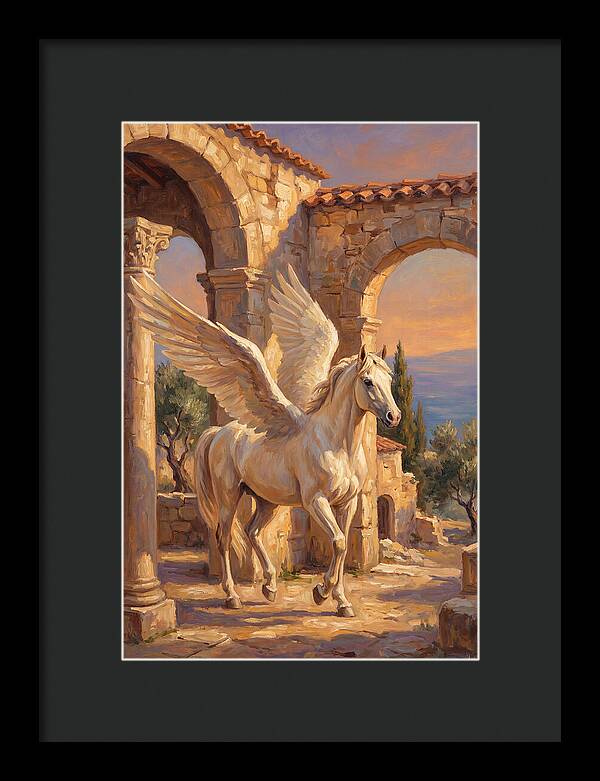 Majestic Pegasus In Mediterranean Ruins