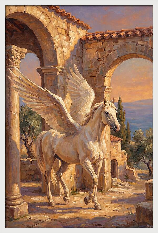 Majestic Pegasus In Mediterranean Ruins