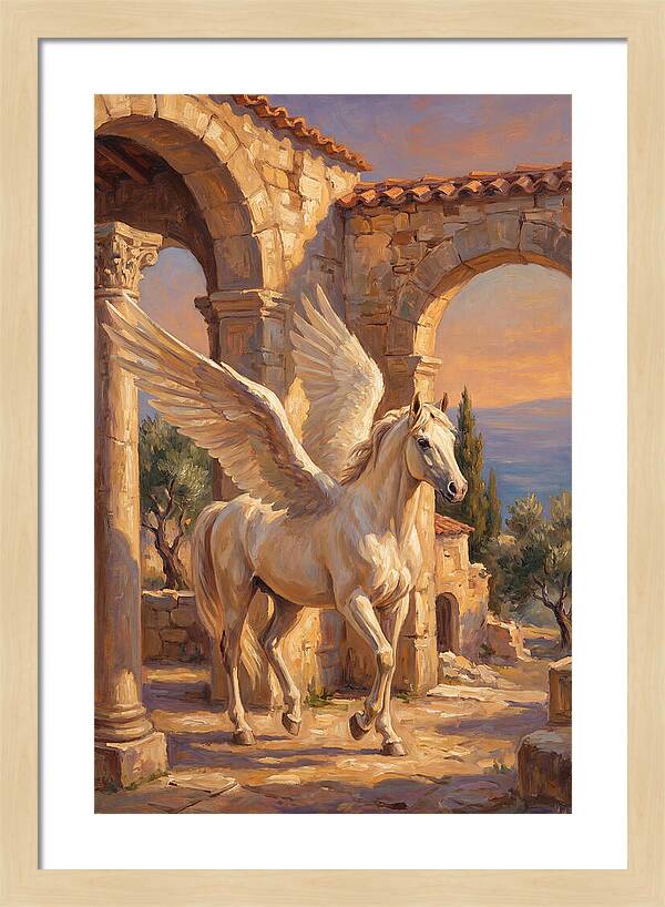 Majestic Pegasus In Mediterranean Ruins