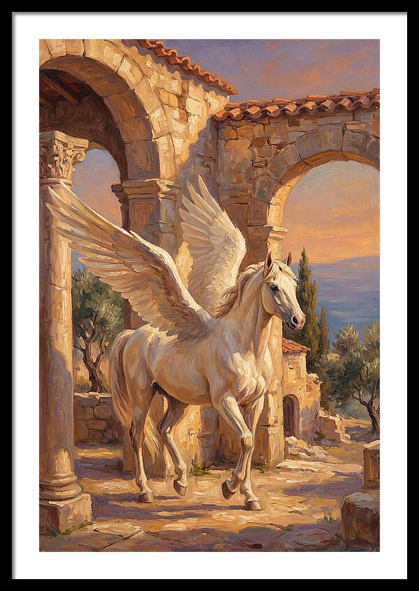 Majestic Pegasus In Mediterranean Ruins