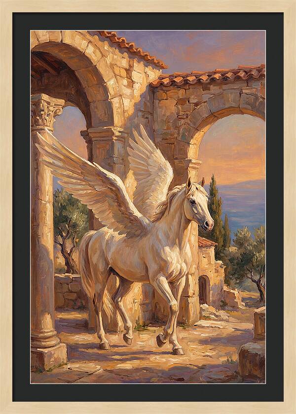 Majestic Pegasus In Mediterranean Ruins