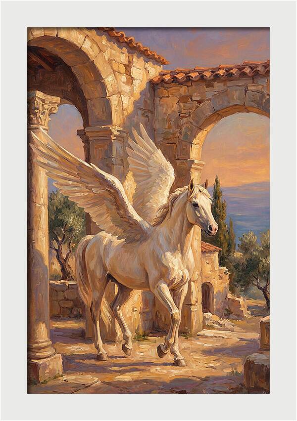 Majestic Pegasus In Mediterranean Ruins