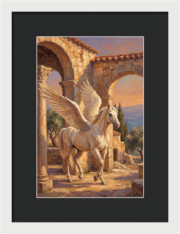 Majestic Pegasus In Mediterranean Ruins