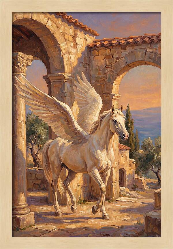Majestic Pegasus In Mediterranean Ruins