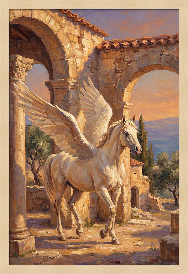 Majestic Pegasus In Mediterranean Ruins