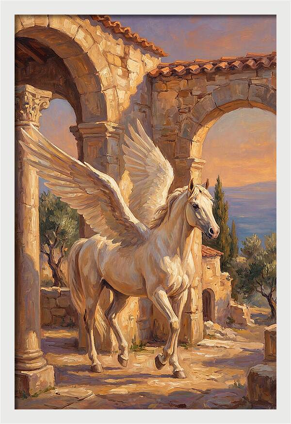 Majestic Pegasus In Mediterranean Ruins