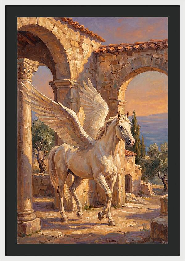 Majestic Pegasus In Mediterranean Ruins