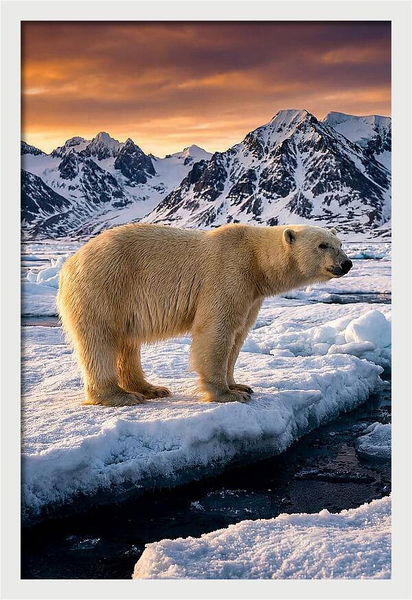 Majestic Polar Bear Among Svalbard Ice