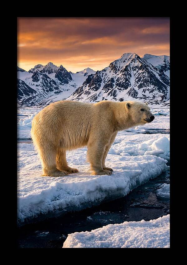 Majestic Polar Bear Among Svalbard Ice