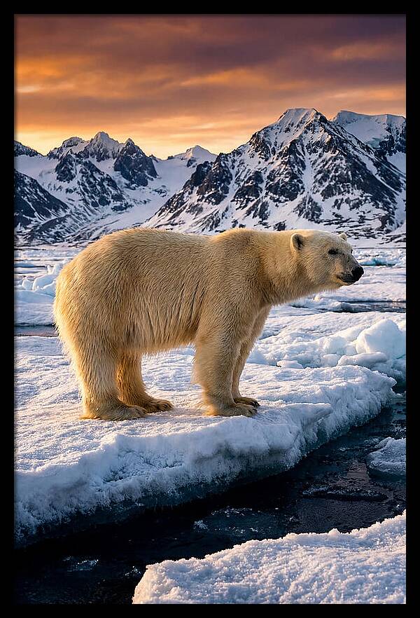 Majestic Polar Bear Among Svalbard Ice