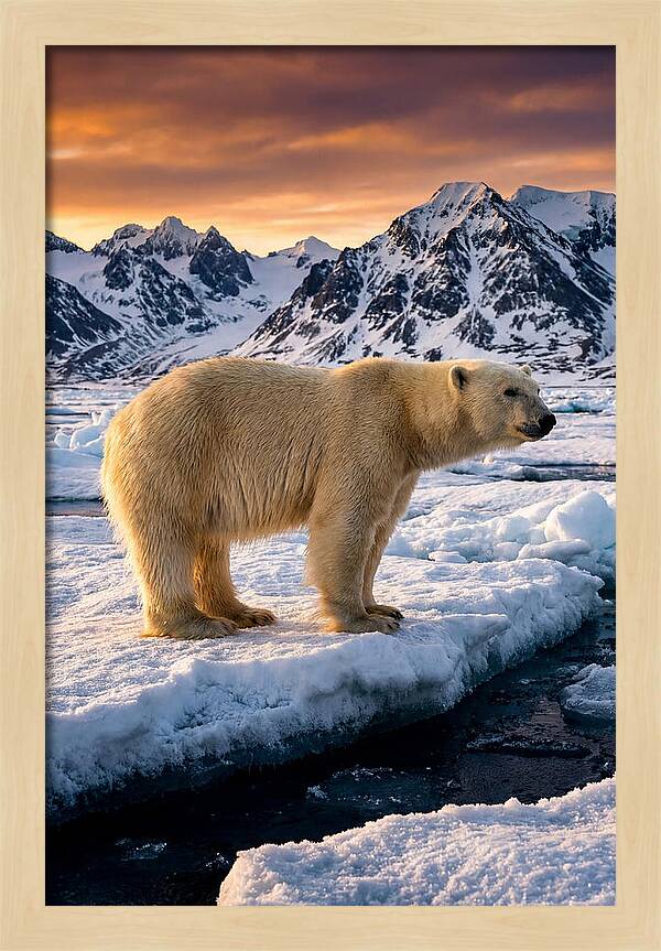 Majestic Polar Bear Among Svalbard Ice