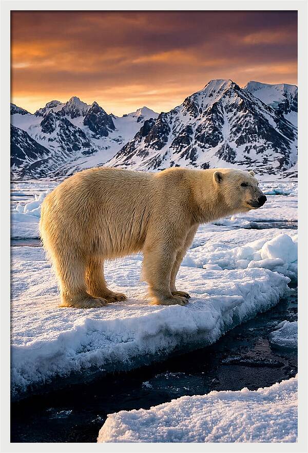 Majestic Polar Bear Among Svalbard Ice
