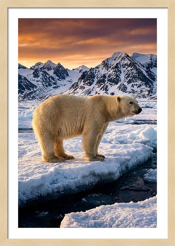Majestic Polar Bear Among Svalbard Ice