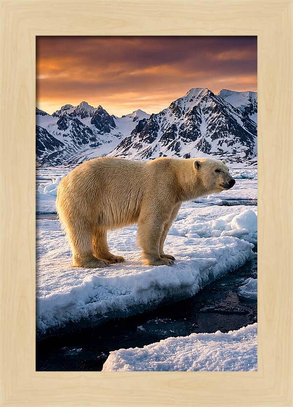 Majestic Polar Bear Among Svalbard Ice