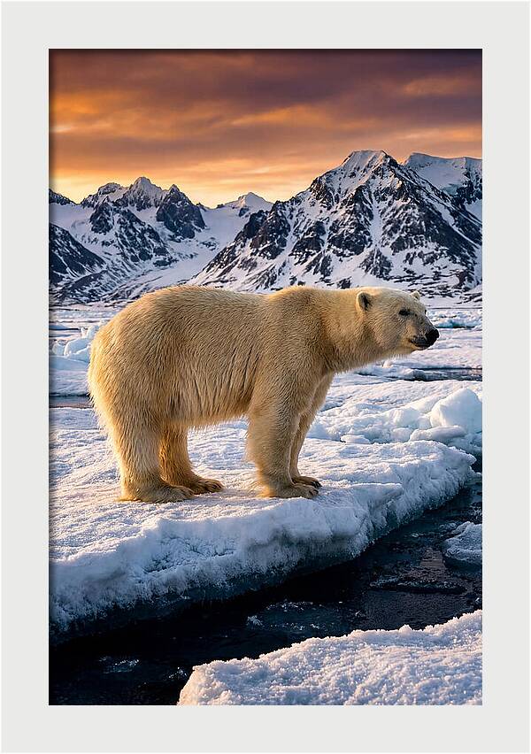 Majestic Polar Bear Among Svalbard Ice