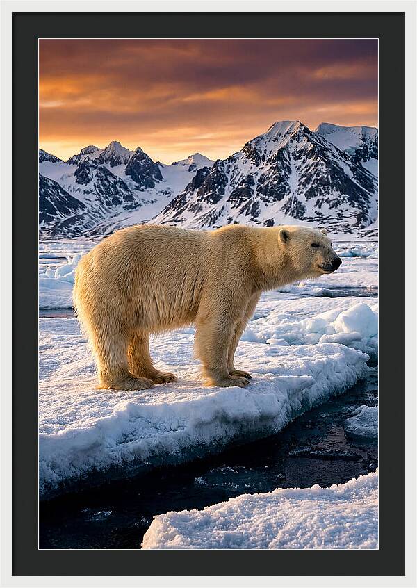 Majestic Polar Bear Among Svalbard Ice