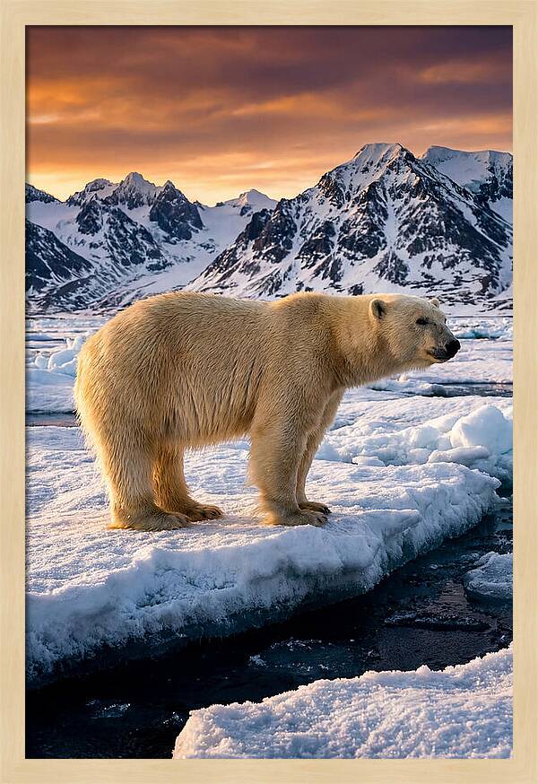 Majestic Polar Bear Among Svalbard Ice
