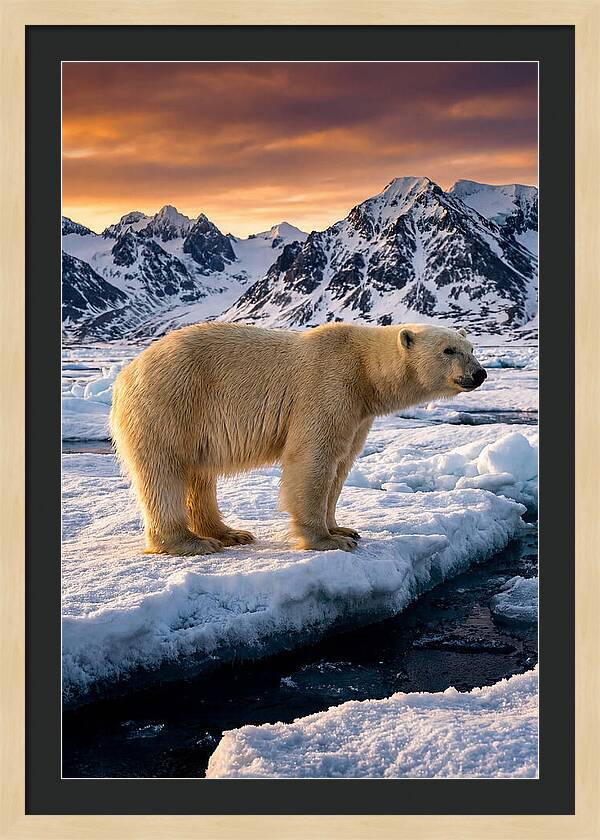 Majestic Polar Bear Among Svalbard Ice