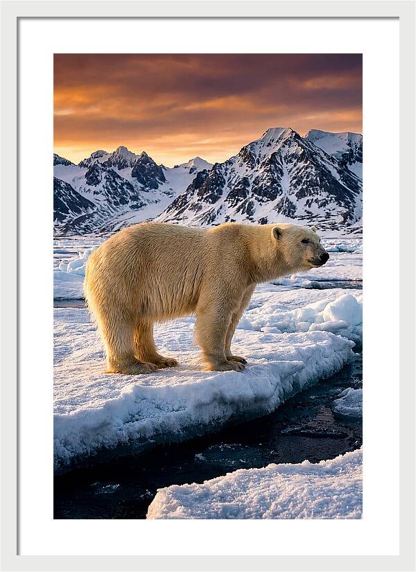 Majestic Polar Bear Among Svalbard Ice