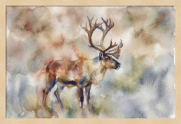 Majestic Reindeer In Watercolor