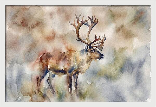 Majestic Reindeer In Watercolor