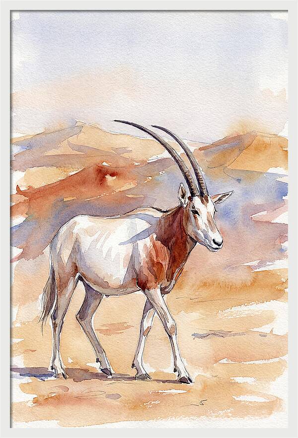 Majestic Scimitar Oryx In Arid Terrain