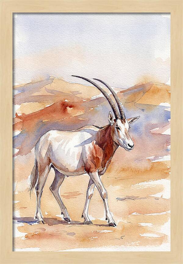 Majestic Scimitar Oryx In Arid Terrain