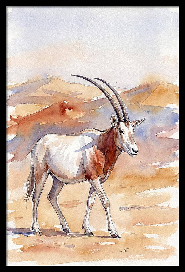 Majestic Scimitar Oryx In Arid Terrain