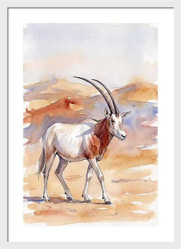 Majestic Scimitar Oryx In Arid Terrain