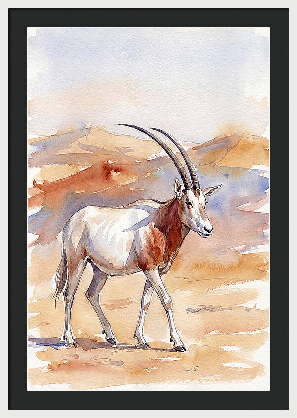 Majestic Scimitar Oryx In Arid Terrain