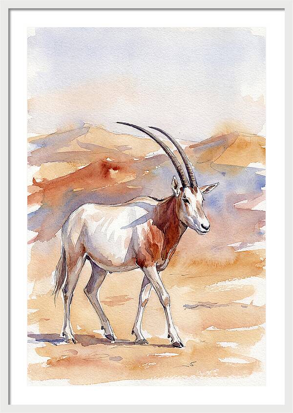 Majestic Scimitar Oryx In Arid Terrain