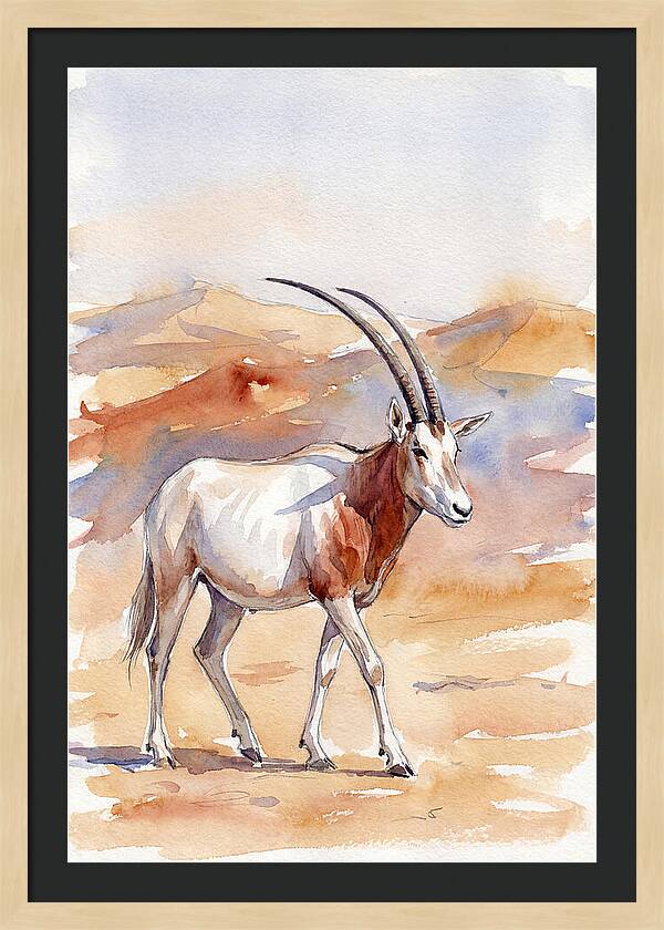 Majestic Scimitar Oryx In Arid Terrain