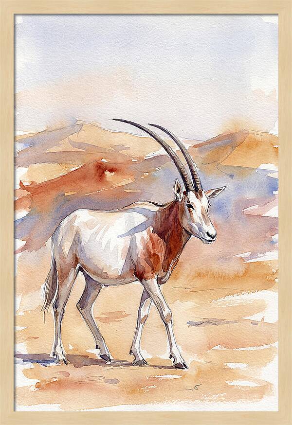 Majestic Scimitar Oryx In Arid Terrain