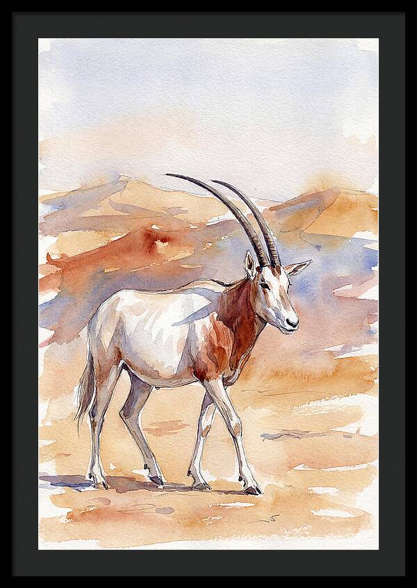 Majestic Scimitar Oryx In Arid Terrain