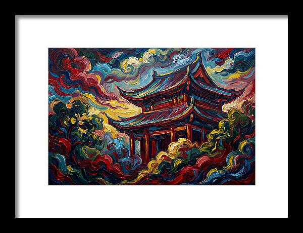 Majestic Temple Amidst Swirling Clouds