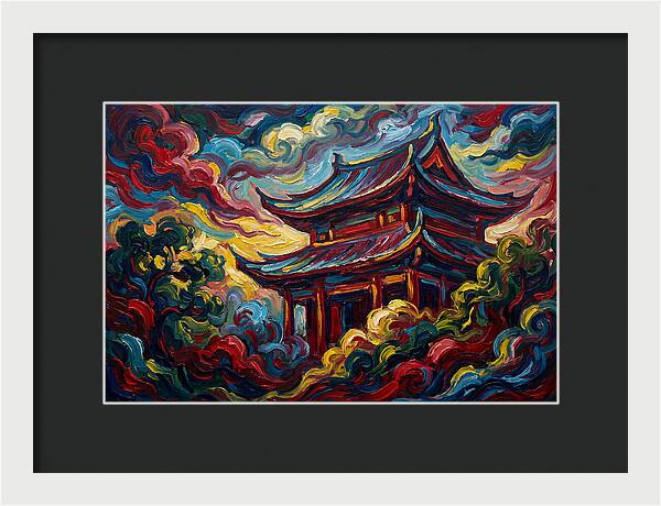 Majestic Temple Amidst Swirling Clouds