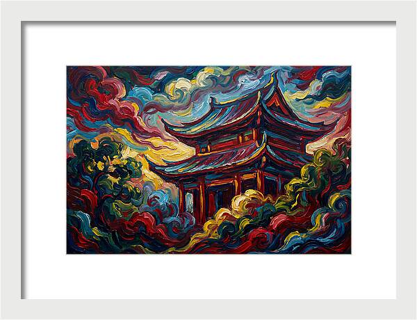 Majestic Temple Amidst Swirling Clouds