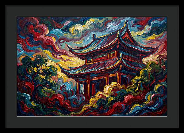 Majestic Temple Amidst Swirling Clouds