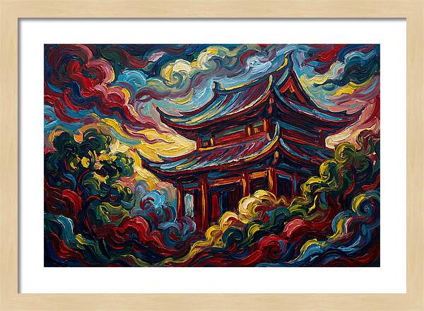 Majestic Temple Amidst Swirling Clouds