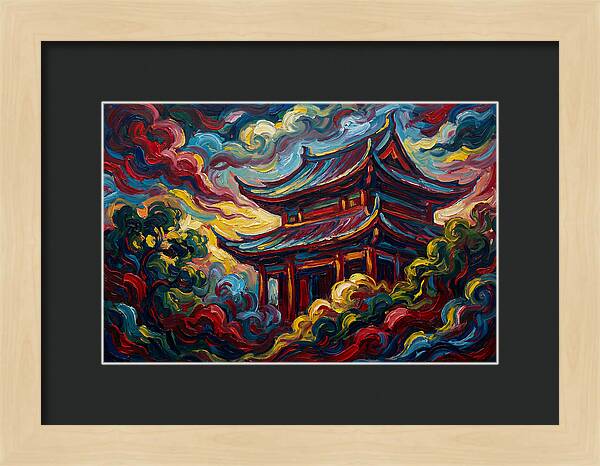 Majestic Temple Amidst Swirling Clouds