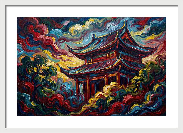 Majestic Temple Amidst Swirling Clouds