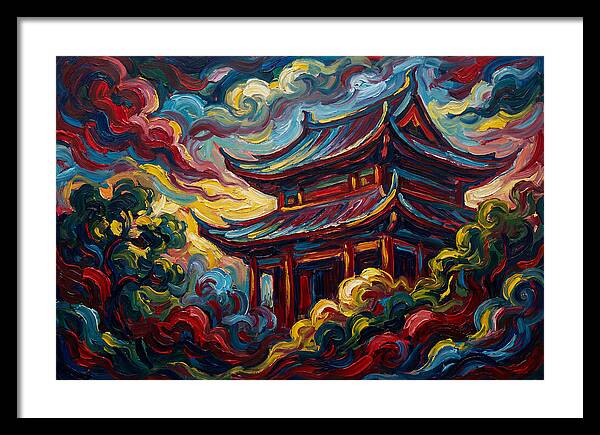 Majestic Temple Amidst Swirling Clouds