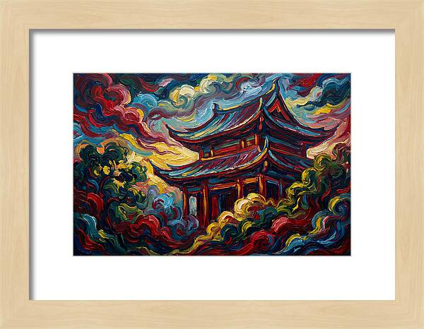 Majestic Temple Amidst Swirling Clouds