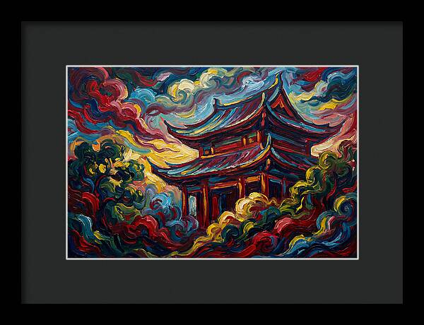 Majestic Temple Amidst Swirling Clouds