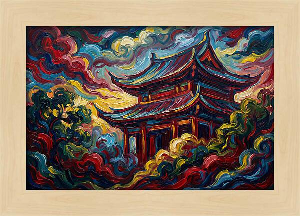 Majestic Temple Amidst Swirling Clouds