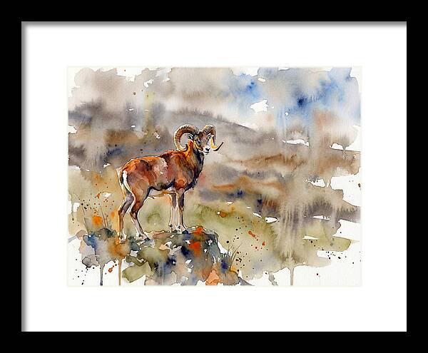 Majestic Urial In Watercolor