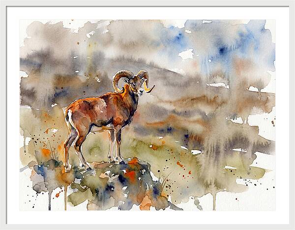 Majestic Urial In Watercolor