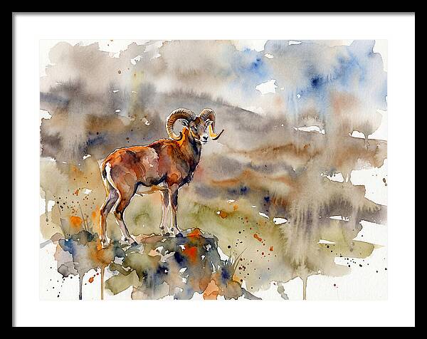 Majestic Urial In Watercolor