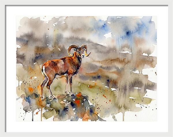 Majestic Urial In Watercolor