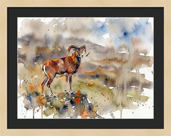 Majestic Urial In Watercolor